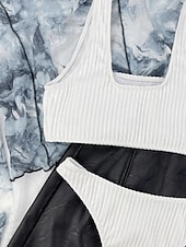 voordelige Bikinisets-Dames Zwemkleding Bikini 2 stuks String Zwempak Blote rug Slank Vakantie Strand Kleding Effen Kleur U-hals Mouwloos Badpakken
