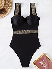 billiga One-piece-baddräkter-Dam Badkläder En bit Monokini Baddräkt Öppen rygg Magkontroll Hög midja Smal Semester Standkläder Ensfärgat V-hals Ärmlös Baddräkter