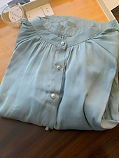 billige Kvinne Enkle Topper-Dame Skjorte Helfarge Elegant Stilfull Fritid Langermet Høyhalset Vanlige topper Arbeid Daglig Ut på byen Svart Blå Kakifarget Beige Sommer Vår Høst