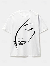 economico Maglietta Arte &amp; Design-Per donna maglietta Nero Bianco Rosso Floreale Manica corta Informale Giornaliero Essenziale Rotonda Standard S