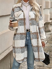 economico Cappotti Invernali-Per donna Cappotto invernale Giacca invernale Giacca in pile Giacca in sherpa Esterno Strada Giornaliero Autunno Inverno Standard Cappotto Standard Tenere al caldo Traspirante Contemporaneo Moda
