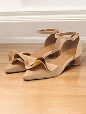 olcso Block Heels-Női Magassarkúak Ρετρό Munka Napi Csat Vaskosabb sarok Erősített lábujj Elegáns Szüret PU Fém csat Mandula Fekete Bézs