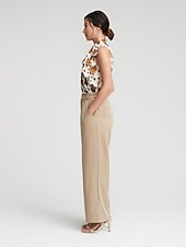 cheap Shirts,Tops &amp; Blouses-Sleeveless Pleated Button Front Bow Neck Blouse