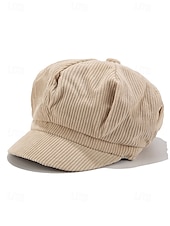 economico Cappelli da donna-berretto da donna in velluto a coste, stile vintage, morbido e confortevole, disponibile in vari colori, ideale per outfit casual, autunno e inverno