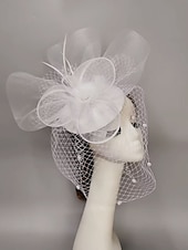 cheap Fascinators-Fascinators Feathers Net Veil Hat Wedding Horse Race With Feather Cap Headpiece Headwear