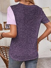 cheap Art&amp;Design tee-Women&#039;s T Shirt Heart Casual Short Sleeve Round Neck Regular Tops Daily Print Pink Blue Purple Summer
