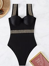 billiga One-piece-baddräkter-Dam Badkläder En bit Monokini Baddräkt Öppen rygg Magkontroll Hög midja Smal Semester Standkläder Ensfärgat V-hals Ärmlös Baddräkter