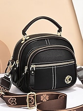 economico Borse a Tracolla-borsa a tracolla da donna in similpelle rossa con tracolla regolabile, più scomparti con cerniera e design compatto: perfetta per lavoro, viaggi e uso quotidiano