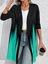 economico Top d&#039;Arte e Design per Donne-Per donna Shacket Traspirante Comodo Collage Di tendenza Colore graduale e sfumato Esterno Strada Lungo Girocollo Standard Manica lunga Capispalla Nero Viola Verde Primavera Autunno