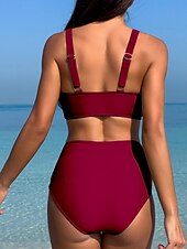 levne Sady bikin-Dámské Plavky Bikiny 2 ks Slipy Plavky Síťka Volná záda Vysoký pas Štíhlý prázdniny Oblečení na pláž Pevná barva Krk ohlávky Bez rukávů Plavky