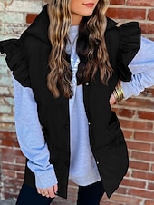 voordelige Vest-Dames Vest Buiten Straat Dagelijks Herfst Winter Normaal jas Normale pasvorm Houd Warm Ademend Hedendaags Stijlvol Jacks Mouwloos Effen Kleur Met zakken Zwart Blozend Roze Khaki