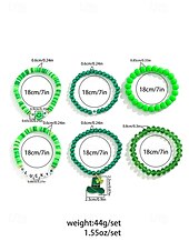 billige Damearmbånd-st. patrick&#039;s day lucky charm armbånd – irsk grønn beaded stretch armbåndsett for kvinner, festlig ferietilbehør med shamrock og bokstavdetaljer