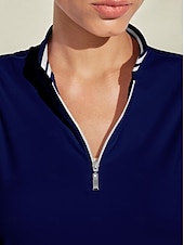 billiga Kvinnors golfkläder-Dam golfklänning Marinblå Långärmad Golfkläder för damer Kläder Outfits Bär kläder