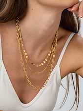 cheap Necklaces &amp; pendants-Necklace Chrome Gold Women&#039;s Elegant Fashion Layered Wedding irregular Necklace For Wedding Party