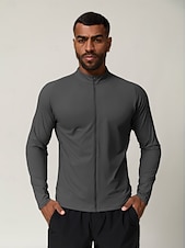 billiga Herrgolfkläder-Herr Pullover-tröja Mörkgrå Långärmad Överdelar Golfkläder Kläder Outfits Bär kläder