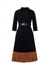 cheap Tea Length-A-Line Mother of the Bride Dress Elegant Vintage Simple V Neck Tea Length  3/4 Length Sleeve with Pleats 2025