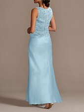 economico Con giacca-Abito madre della sposa a tubino ospiti matrimonio elegante scollatura a girocollo lunghezza pavimento maniche 3/4 corti giacca abiti con pizzo abito da corsa taglia personalizzata gratuita