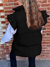 voordelige Vest-Dames Vest Buiten Straat Dagelijks Herfst Winter Normaal jas Normale pasvorm Houd Warm Ademend Hedendaags Stijlvol Jacks Mouwloos Effen Kleur Met zakken Zwart Blozend Roze Khaki