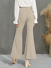 cheap Women&#039;s Flare Pants-Women&#039;s Flared Pants Fashion Streetwear Full Length High Waist Plain High Cut Comfy Outdoor Micro-elastic Vacation Street Daily Black Green Khaki Spring Fall Regular Fit