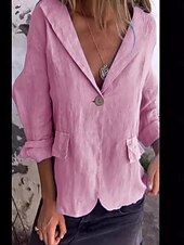 billiga Blazers och kostymer-Dam Kavaj Arbete Lappverk Ensfärgat Bekväm Stylish Normal Ytterkläder Långärmad Vår Svart S