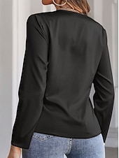 preiswerte Elegante Oberteile-Damen Hemd Bluse Feste Farbe Elegant Modern Brautkleider schlicht Langarm V Ausschnitt Normale Oberteile kleid hochzeitsgast Arbeit Täglich Verdrehter Knoten Schwarz Weiß Sommer Frühling