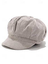 economico Cappelli da donna-berretto da donna in velluto a coste, stile vintage, morbido e confortevole, disponibile in vari colori, ideale per outfit casual, autunno e inverno