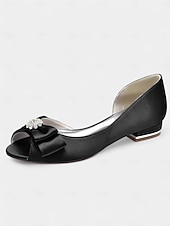 abordables Semi-formel-ballerines à bout ouvert en satin bordeaux pour femmes avec nœud et ornements en strass – chaussures de mariage élégantes pour les occasions nuptiales et formelles