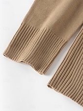 economico Cardigan e capispalla-Per donna Felpa Cardigan Informale Morbido Colore puro A coste Colletto alla coreana Bottoni Lavorato a maglia Manica lunga Top regolari Maglia Esterno Giornaliero Fine settimana Rosa Cammello