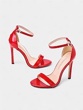 abordables Officiel-sandales de mariage à talon aiguille métallique pour femmes – chaussures de mariée élégantes à bout ouvert avec bride de cheville réglable