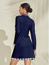 billiga Golfklänningar-Dam golfklänning Mörkblå Långärmad Golfkläder för damer Kläder Outfits Bär kläder