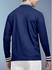 billiga Herrgolfkläder-Herr Vandringspolotröja Marinblå Långärmad Överdelar Golfkläder Kläder Outfits Bär kläder