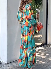 economico Abiti da vacanza-Per donna Vestito longuette Abito casual Elegante Moda Informale Da mare Feste Giornaliero Morbido Pop art Manica lunga Colletto blu acqua Autunno Inverno