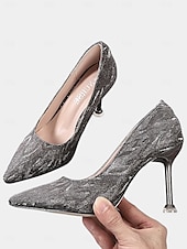 cheap Formal-Women&#039;s Pointed Toe Champagne Glitter Stiletto Heels with Ankle Strap | Perfect for Spring Weddings