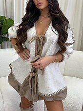 voordelige vrijetijdsjassen-Dames Trui Vest Elegant Modieus Streetwear Heldere kleur Open voorzijde Zak Gebreid Lange mouw Normale tops breien Buiten Dagelijks Weekend Blozend Roze Khaki Herfst Winter
