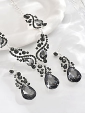 abordables Collier pour femme-ensemble de bijoux en cristal vert pour femme avec collier en forme de larme et boucles d&#039;oreilles assorties, style élégant pour les mariages et les événements formels