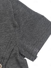 お買い得  女性用のプレーントップス-女性用 ブラウス 純色 ベーシック カジュアル 半袖 カウルネック レギュラートップス 日常 ボタン ダックグレー 夏