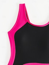 billiga One-piece-baddräkter-Dam Badkläder En bit Monokini Baddräkt Öppen rygg Magkontroll Hög midja Smal Semester Standkläder Färgblock Rund hals Ärmlös Baddräkter