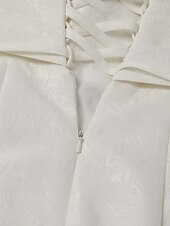 economico Abiti da sposa-Abiti da sposa da cerimonia A-Line scollo a V senza maniche lunghezza totale abiti da sposa in raso con strascico e arricciature 2025