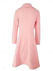 cheap Coats &amp; Trench Coats-Women&#039;s Winter Coat Winter Jacket Outdoor Street Daily Fall Winter Long Coat Regular Fit Warm Breathable Comtemporary Stylish Jacket Long Sleeve Solid Color with Pockets Pink