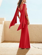 preiswerte Bodenlänge-Meerjungfrau  Trompete Brautmutter Kleid Elegantes Wickelkleid Inklusive Juwelenhals Bodenlänge Satin Halbarm mit Applikationen Raffung 2025