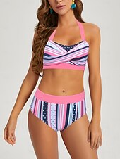 billiga Bikiniset-Dam Badkläder 2 st Shorts Baddräkt Öppen rygg geometriska Grafisk Löv Rund Semester Standkläder Baddräkter