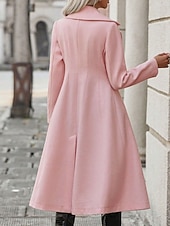 cheap Coats &amp; Trench Coats-Women&#039;s Winter Coat Winter Jacket Outdoor Street Daily Fall Winter Long Coat Regular Fit Warm Breathable Comtemporary Stylish Jacket Long Sleeve Solid Color with Pockets Pink