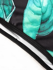 billige Bikinisett-Dame Badetøy Bikini Badedrakt Høst Grafisk Blader Ermeløs Badedrakter