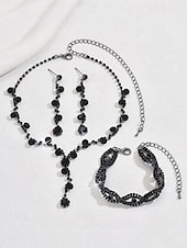 cheap Women&#039;s Necklace-Elegant Rhinestone Jewelry Set for Women, Includes Necklace, Earrings, and Bracelet, Perfect for Weddings, Parties, and Formal Events