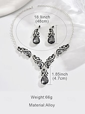 abordables Collier pour femme-ensemble de bijoux en cristal vert pour femme avec collier en forme de larme et boucles d&#039;oreilles assorties, style élégant pour les mariages et les événements formels