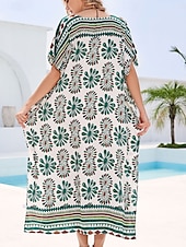 economico Caftani-Per donna Costumi da bagno Prendisole Costume da bagno Protezione UV Festività Abbigliamento mare Pop art A V Maniche corte Costumi da bagno