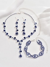 cheap Women&#039;s Necklace-Elegant Rhinestone Jewelry Set for Women, Includes Necklace, Earrings, and Bracelet, Perfect for Weddings, Parties, and Formal Events