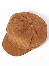 economico Cappelli da donna-berretto da donna in velluto a coste, stile vintage, morbido e confortevole, disponibile in vari colori, ideale per outfit casual, autunno e inverno