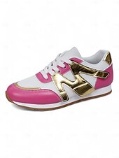 cheap Women&#039;s Sneakers-Women&#039;s Rose Pink Colorblock Athletic Sneakers with Mesh Design Accents - Stylish Casual Shoes for Running and Everyday Wear