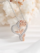 economico collane e ciondoli-collana in rame moda donna carina classica cuore adorabile collana a forma di cuore per san valentino regalo di compleanno